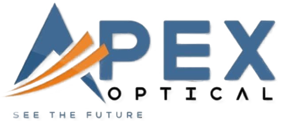 Apex Optical Lab logo with optical lenses and frames